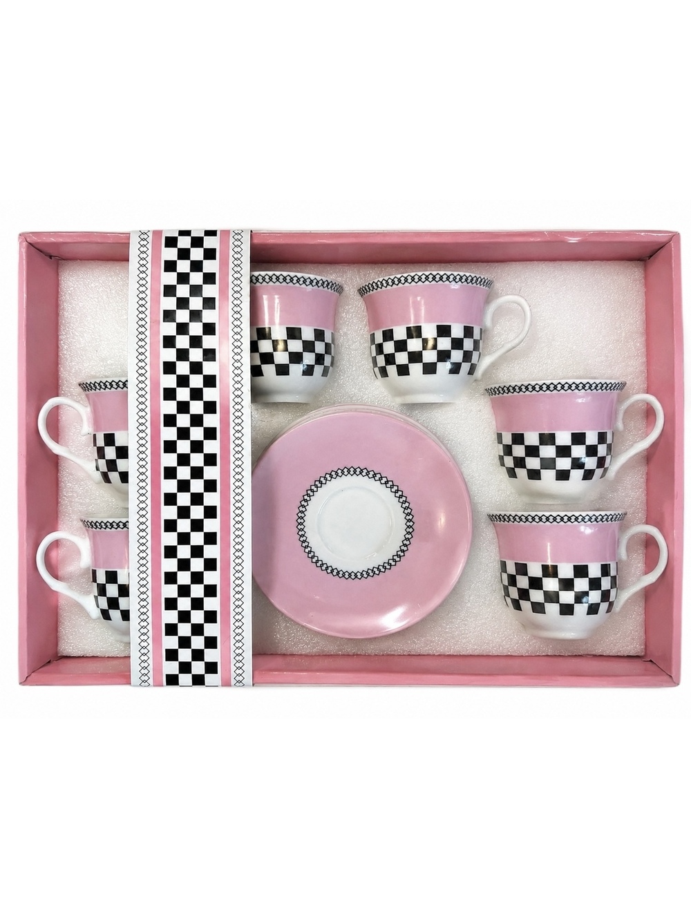 Black and White Checkered coffee cup set